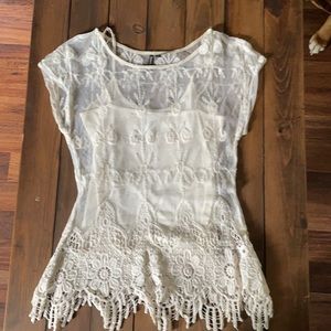 Cream lacy blouse with tank